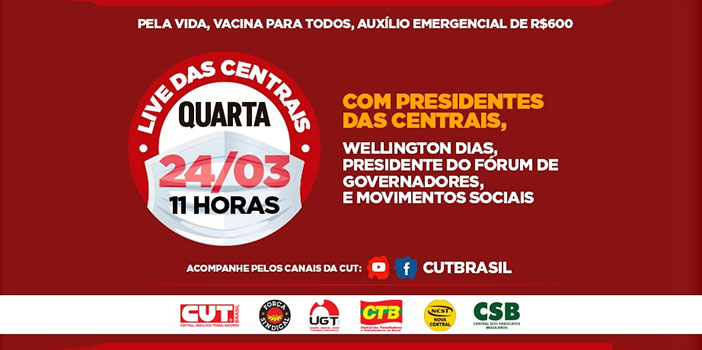 Live em defesa da vida reúne presidentes da, UGT, centrais e fórum dos governadore